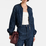 Antonia Monogram Denim Bomber Jacket