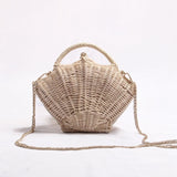 Ark Seashell Straw Rattan Shoulder Chain Bags - 2 Styles watereverysunday