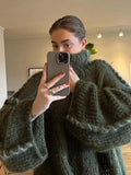 Arwen Color Trim Turtleneck Oversized Knit Sweater watereverysunday