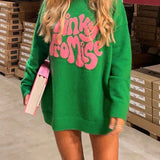 Aurelia Pink and Green Intarsia Sweater watereverysunday