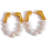 Aurora Natural Pearl &amp; Gold Hoop Earrings