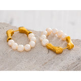 Aurora Natural Pearl &amp; Gold Hoop Earrings