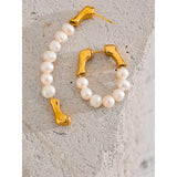 Aurora Natural Pearl &amp; Gold Hoop Earrings