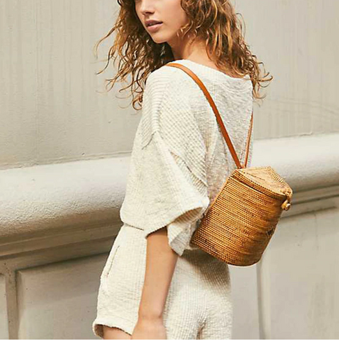 Bali Straw Rattan Backpack