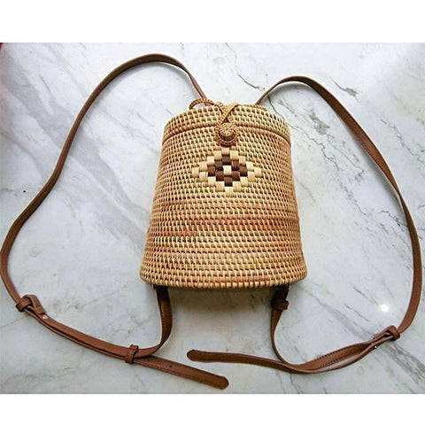 Rattan Straw Backpack