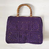 Bamboo Handle Vintage Crochet Knit Tote Bags - 6 Colors watereverysunday