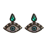 Bejeweled Love Heart Evil Eye Drop Earrings watereverysunday