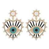 Bejeweled Love Heart Evil Eye Drop Earrings watereverysunday