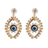 Bejeweled Love Heart Evil Eye Drop Earrings watereverysunday