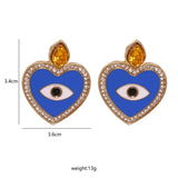 Bejeweled Love Heart Evil Eye Drop Earrings watereverysunday