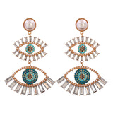 Bejeweled Love Heart Evil Eye Drop Earrings watereverysunday