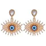 Bejeweled Love Heart Evil Eye Drop Earrings watereverysunday