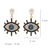 Bejeweled Love Heart Evil Eye Drop Earrings watereverysunday