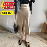 Bella Textured Satin Midi Skirt - Gold S/M (US XS/S) - SALE