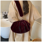 Bianca Faux Mink Ruched Pouch Bag