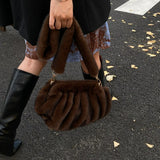 Bianca Faux Mink Ruched Pouch Bag