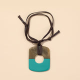 Big Two Tone Resin Pendant Necklace - 14 Colors watereverysunday