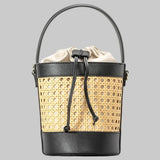 Nila Faux Leather Rattan Mini Bucket Bag