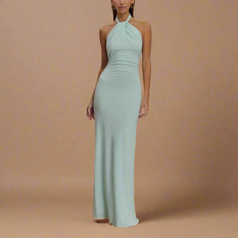 Bianca Backless Halter Maxi Cocktail Dress