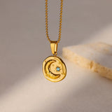Blue CZ Star Moon Pendant Necklace