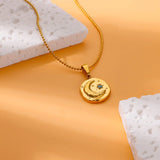 Blue CZ Star Moon Pendant Necklace