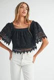 Blythe Square Neck Crochet Lace Top