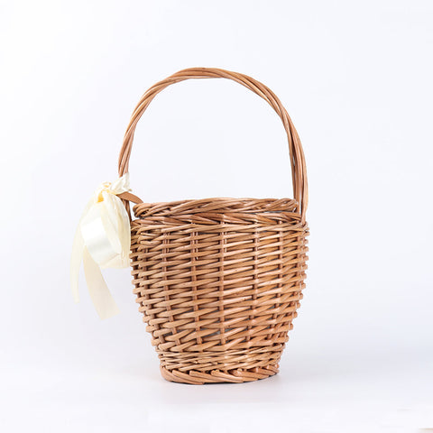 Round Wicker Basket Bucket Bag Straw Purse Jane Birkin Bag 