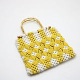 Boho Bamboo Handle Crochet Knit Tote - 2 Colors watereverysunday