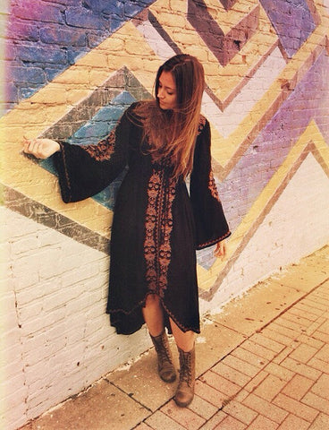 Boho Embroidery Folk Dress watereverysunday Boho Embroidery Folk Dress watereverysunday