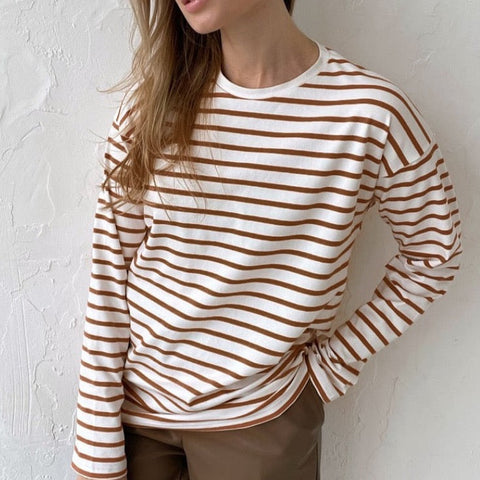 Bonnies Basic Breton Stripe Crew Neck Tees watereverysunday