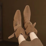 Bow Tie Slouchy Suede Ankle Boots - 2 Colors watereverysunday