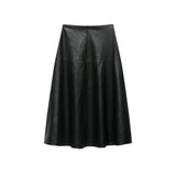 Brooke Faux Leather A-Line Midi Skirt