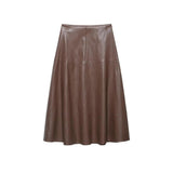 Brooke Faux Leather A-Line Midi Skirt