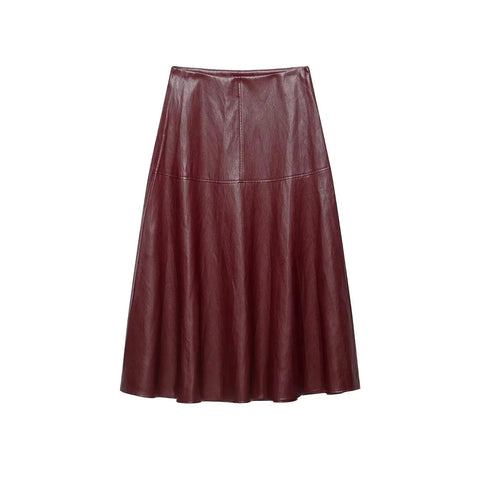 Brooke Faux Leather A-Line Midi Skirt