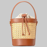 Nila Faux Leather Rattan Mini Bucket Bag