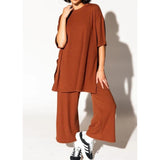 Izara Two-Piece Prints Casual Tee and Pants Set