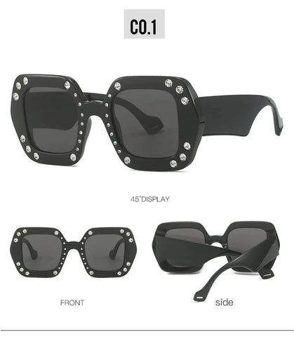 Tomei Rhinestone Square Sunglasses