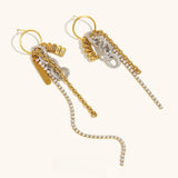 CZ Chain Tassel Hoop Earrings