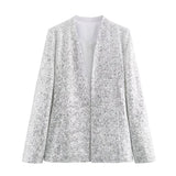 Cadence Silver Sequin Blazer and Shorts
