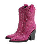 Caja Rhinestone Sequin Western Chelsea Boots