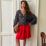 Camela Pointelle Balloon Sleeve Cardigan
