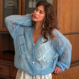 Camela Pointelle Balloon Sleeve Cardigan