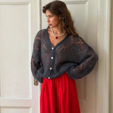 Camela Pointelle Balloon Sleeve Cardigan