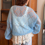 Camela Pointelle Balloon Sleeve Cardigan