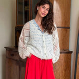 Camela Pointelle Balloon Sleeve Cardigan