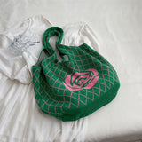 Camellia Flower Print Knit Hobo Bags - 4 Colors watereverysunday