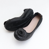 Camellia Genuine Leather Slip On Ballet Flats watereverysunday
