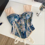 Camila Floral Lace-Up Corset Top