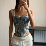 Camila Floral Lace-Up Corset Top