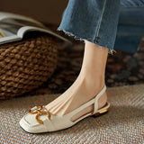 Canary Golden Buckle Sling Back Sandals